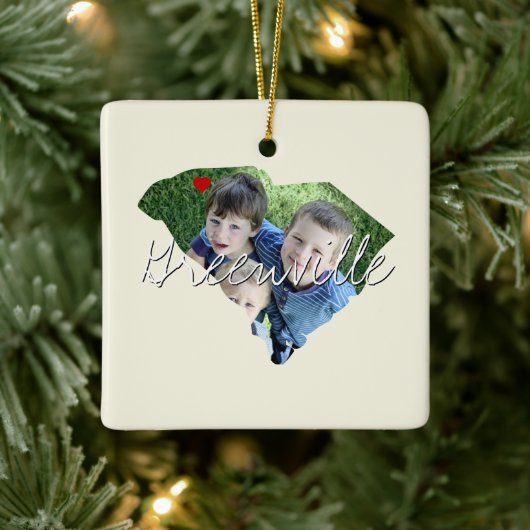 サウスカロライナ州写真の挿入と町名 セラミックオーナメント (ツリー)