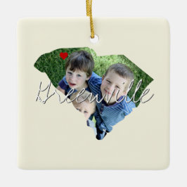 サウスカロライナ州写真の挿入と町名 セラミックオーナメント