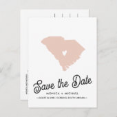 サウスカロライナ州宛先ウェディング任意の色 案内ポストカード (正面/裏面)