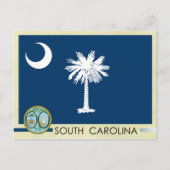 サウスカロライナ州旗とシール ポストカード (正面)
