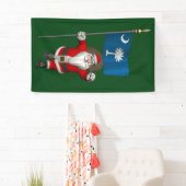 サウスカロライナ州旗とハッピーサンタクロース 横断幕 (インサイチュ)