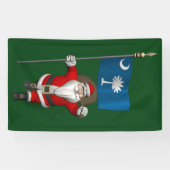 サウスカロライナ州旗とハッピーサンタクロース 横断幕 (横)