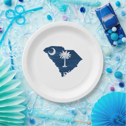 サウスカロライナ州旗と地図 ペーパープレート (パーティー)