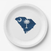 サウスカロライナ州旗と地図 ペーパープレート (正面)