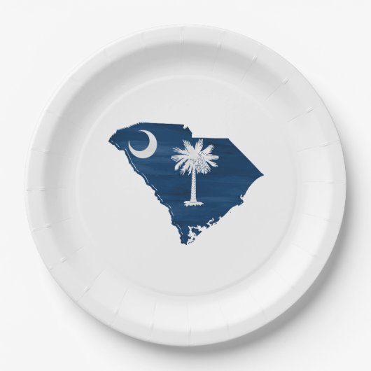 サウスカロライナ州旗と地図 ペーパープレート (正面)