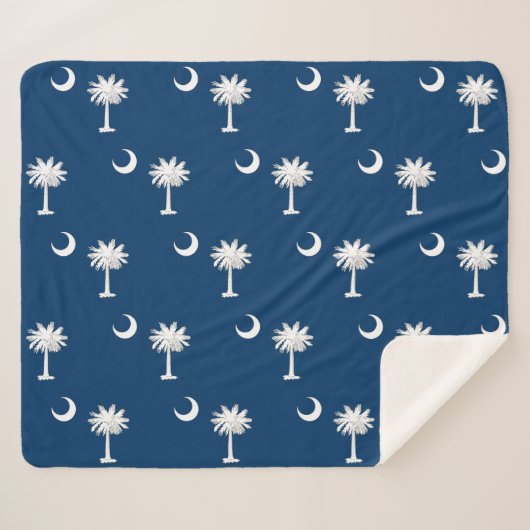 サウスカロライナ州旗と愛国心シェルパ毛布 シェルパブランケット (正面(横))