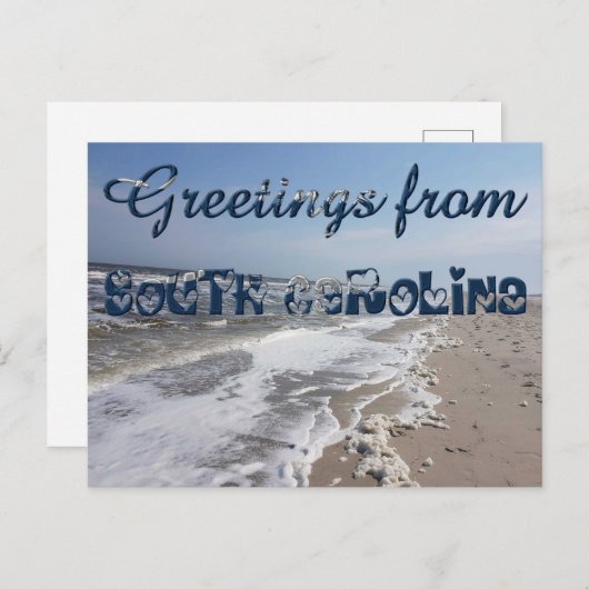 サウスカロライナ州旗よりの挨拶USAハート ポストカード (正面/裏面)