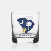 サウスカロライナ州旗州フラワーイエロージェサミン ウイスキーグラス (裏面)