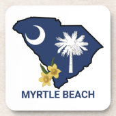 サウスカロライナ州旗州フラワーイエロージェサミン コースター (正面)