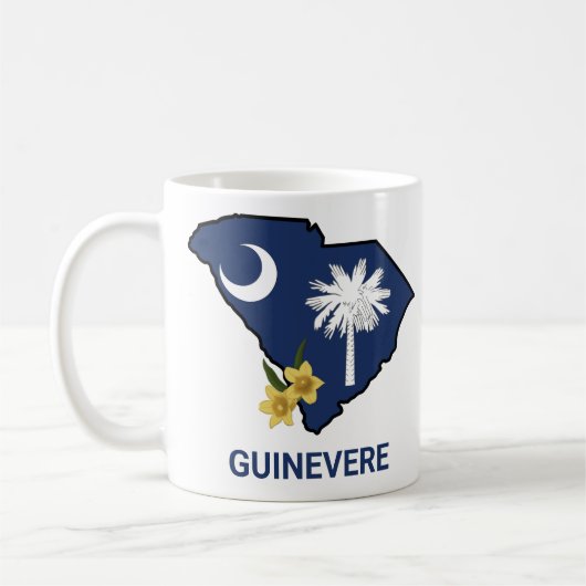 サウスカロライナ州旗州フラワーイエロージェサミン コーヒーマグカップ (左)