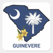 サウスカロライナ州旗州フラワーイエロージェサミン スクエアシール (正面)