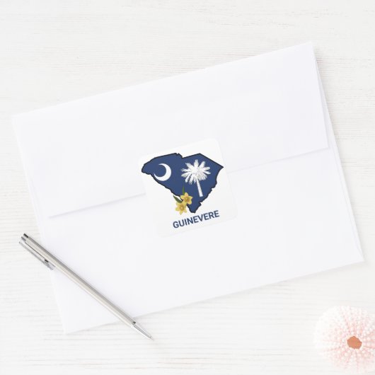 サウスカロライナ州旗州フラワーイエロージェサミン スクエアシール (封筒)