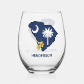 サウスカロライナ州旗州フラワーイエロージェサミン ステムなしワイングラス (裏面)