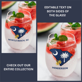 サウスカロライナ州旗州フラワーイエロージェサミン ステムなしワイングラス