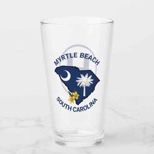 サウスカロライナ州旗州フラワーイエロージェサミン タンブラーグラス (正面)