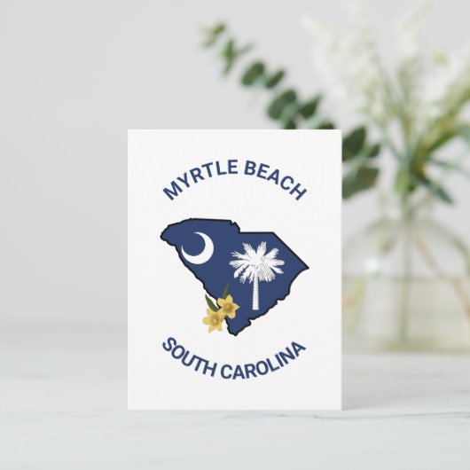 サウスカロライナ州旗州フラワーイエロージェサミン ポストカード (スタンド正面)