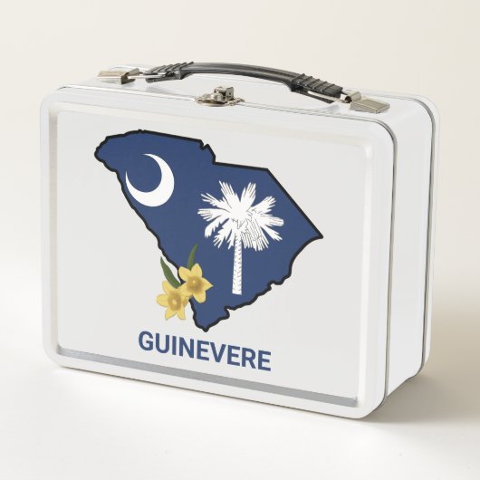 サウスカロライナ州旗州フラワーイエロージェサミン メタルランチボックス (正面)