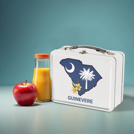 サウスカロライナ州旗州フラワーイエロージェサミン メタルランチボックス
