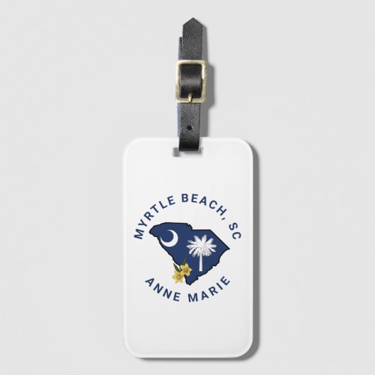 サウスカロライナ州旗州フラワーイエロージェサミン ラゲッジタグ (正面縦)