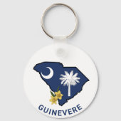 サウスカロライナ州旗&フラワーイエロージェサミン キーホルダー (正面)