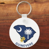 サウスカロライナ州旗&フラワーイエロージェサミン キーホルダー (正面)