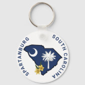 サウスカロライナ州旗&フラワーイエロージェサミン キーホルダー (裏面)