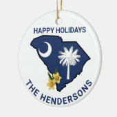 サウスカロライナ州旗&フラワーイエロージェサミン セラミックオーナメント (左)