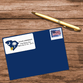 サウスカロライナ州旗+フラワーイエロージェサミン ラベル