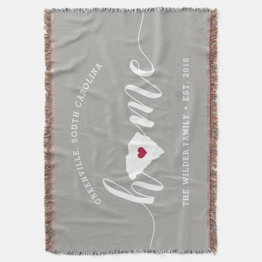 サウスカロライナ州 自宅 おしゃれなパーソナライズ スローブランケット (正面縦)