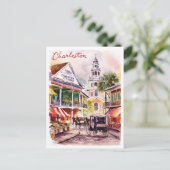 サウスカロライナ市場のチャールスト絵を描ン ポストカード (スタンド正面)