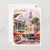 サウスカロライナ市場のチャールスト絵を描ン ポストカード (正面/裏面)