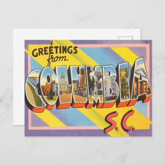 サウスカロライナ旅行コロンビア州からの挨拶 ポストカード (正面/裏面)