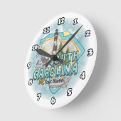 サウスカロライナ灯台 ラウンド壁時計 (傾斜)