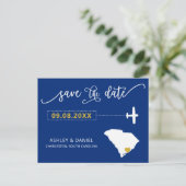 サウスカロライナ結婚式の日付マップのはがきを保存 ポストカード (スタンド正面)