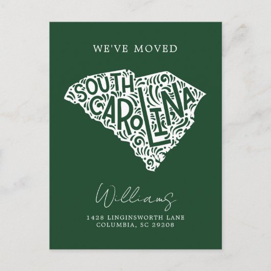 サウスカロライナ |アドレスの変更 ポストカード (正面)