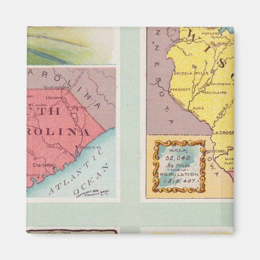 サウスカロライナ、ウィスコンシン、メイン、ミシガン マグネット (正面)