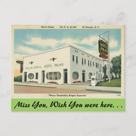 サウスカロライナ、ホテルパームズセントジョージ ポストカード (正面)