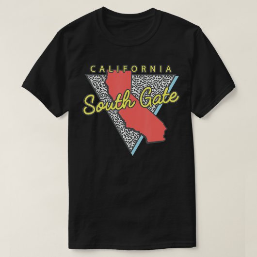 サウスゲートカリフォルニアレトロトライアングルCAシティ Tシャツ (デザイン正面)