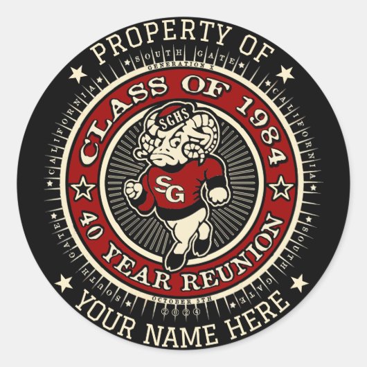 サウスゲート高校ラムゼイ不動産のシール6 ラウンドシール (正面)