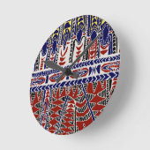サウスシーズサモアろうけつ染め ラウンド壁時計 (傾斜)