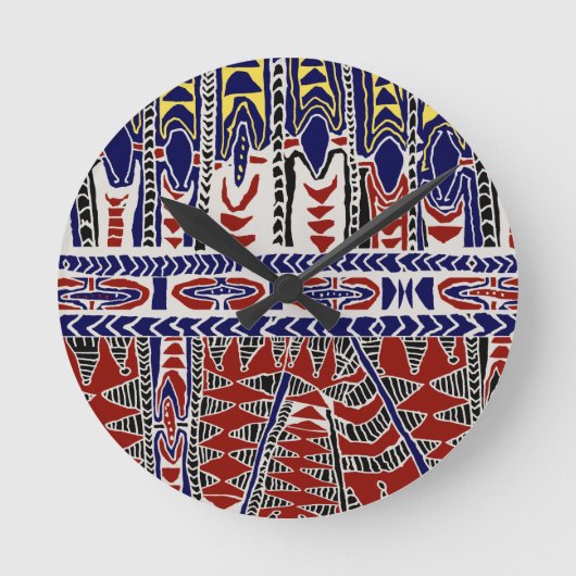 サウスシーズサモアろうけつ染め ラウンド壁時計 (正面)
