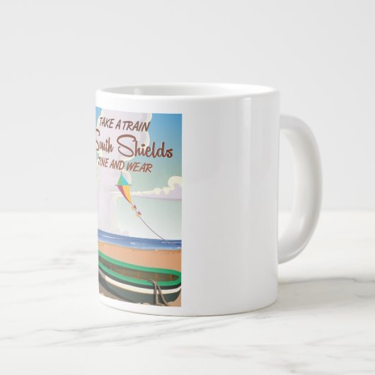 サウスシールズタインと衣服旅行ポスター ジャンボコーヒーマグカップ (正面右)