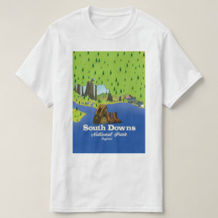 サウスダウンズ国立公園 イングランド トラベルポスター Tシャツ