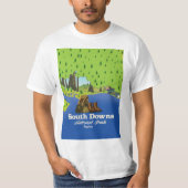 サウスダウンズ国立公園 イングランド トラベルポスター Tシャツ (正面)