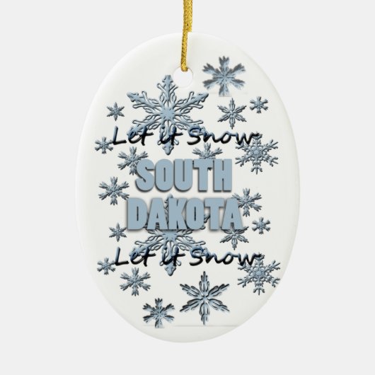 サウスダコタのクリスマスオーナメントを雪に セラミックオーナメント (正面)