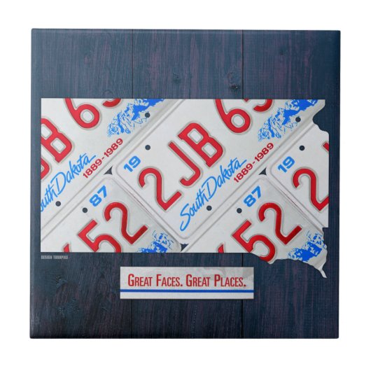 サウスダコタのナンバープレートの地図のセラミックタイル タイル (正面)
