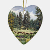 サウスダコタのバッファローの風光明媚な牧草地 セラミックオーナメント (左)
