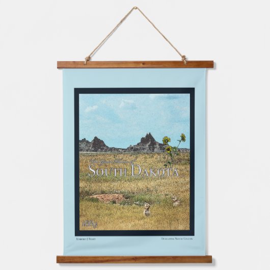 サウスダコタのプレーリーランド 吊り下げ型タペストリー (正面)