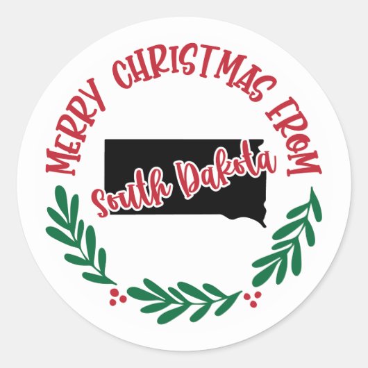 サウスダコタのホリデーステッカー ラウンドシール (正面)