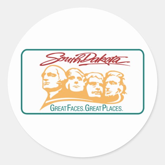 サウスダコタへようこそ – USA Road Sign ラウンドシール (正面)
